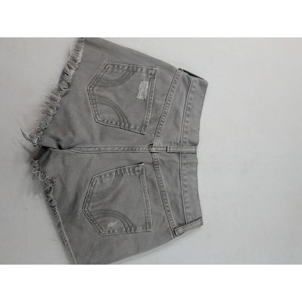 Hollister Light Gray Low Rise Destroyed Denim Cut Off Cuffed Denim Jean Short 24